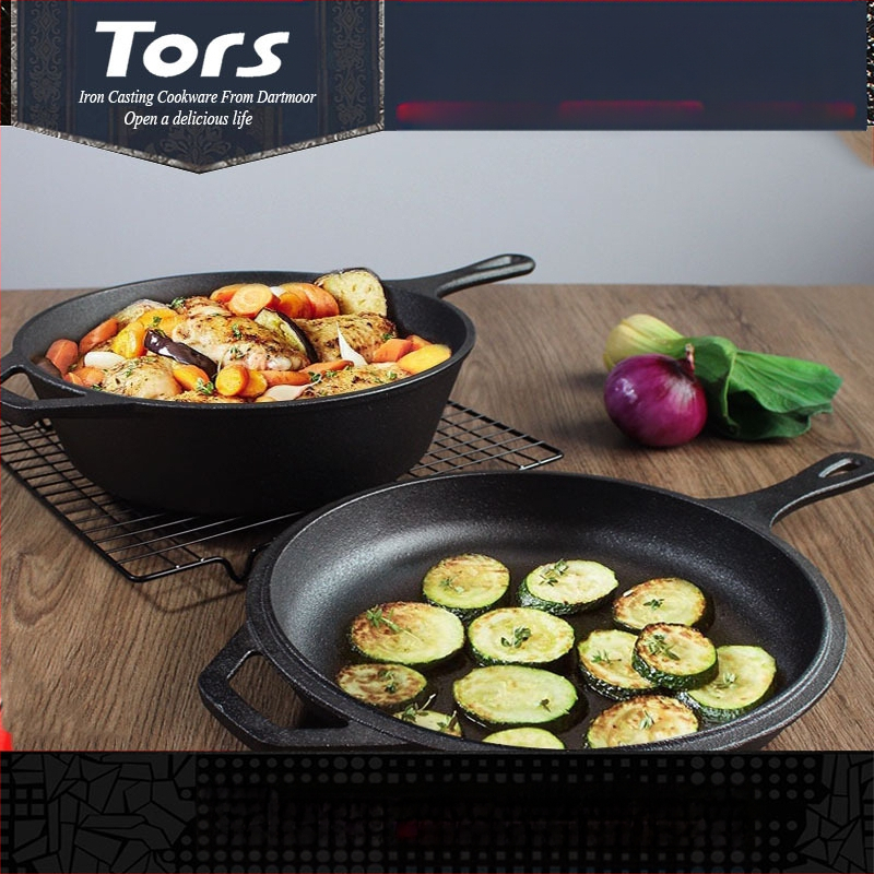 Tols Export liatinový hrniec s jednou rukoväťou, dvojúčelový hrniec, panvica s jednou rukoväťou, čistý železný hrniec na dusené mäso, domácnosť bez poťahu, pokrievka na výrobu panvice