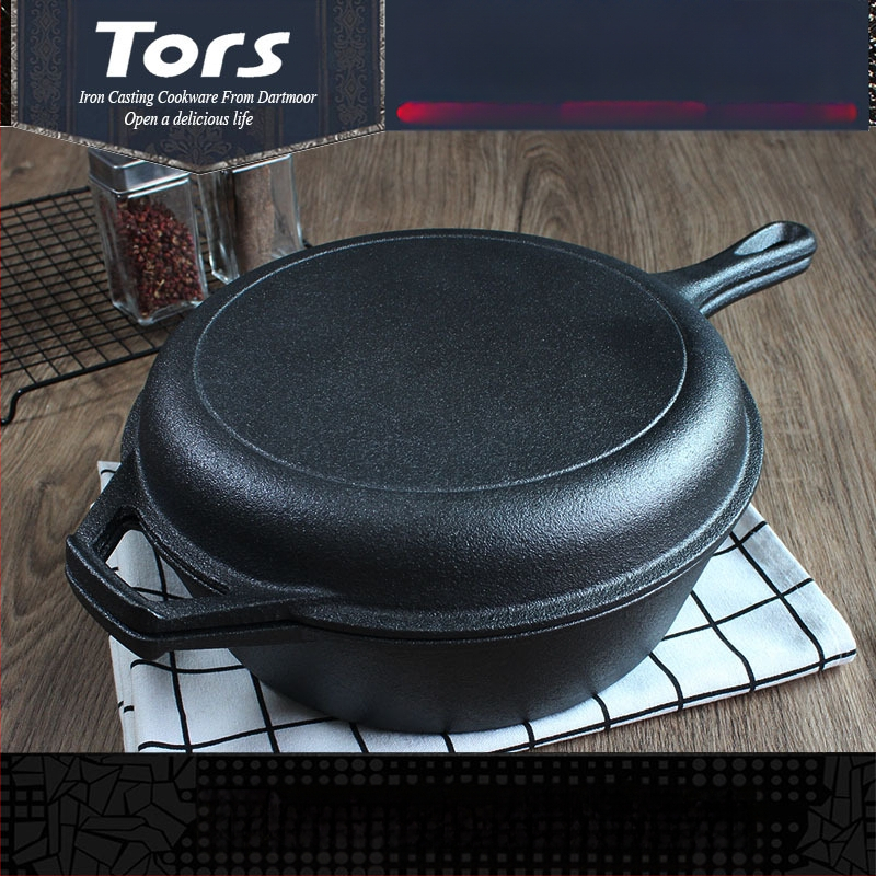 Tols Export liatinový hrniec s jednou rukoväťou, dvojúčelový hrniec, panvica s jednou rukoväťou, čistý železný hrniec na dusené mäso, domácnosť bez poťahu, pokrievka na výrobu panvice