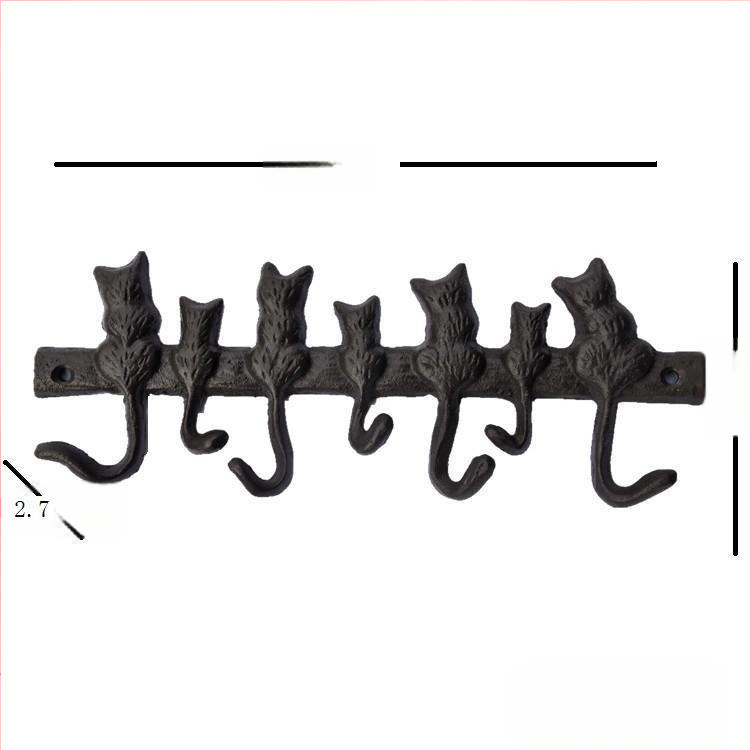 Europietiško stiliaus ketaus kabliukas 7 katėms dekoratyvinis sodo vilos kiemo sienos dekoratyvinis drabužių kabliukas Xiao Mao