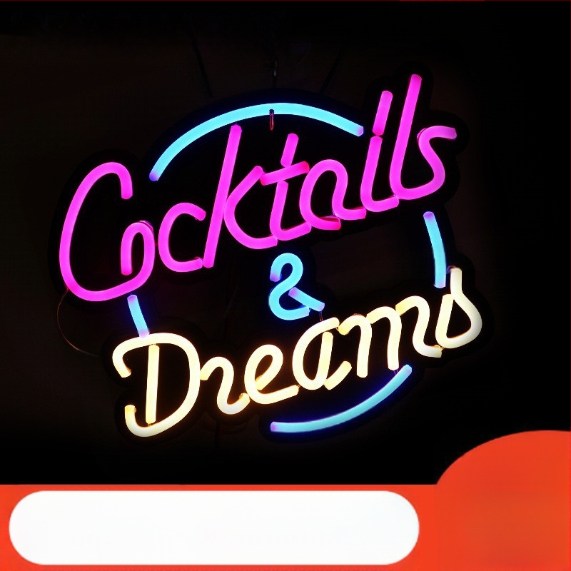 Led neoninės šviesos kokteilių lentos skaidrus akrilinis neoninės šviesos ornamentas šventinės atmosferos šviesa