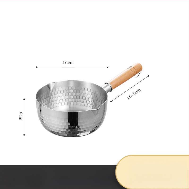 304 nerūdijančio plieno sniego keptuvė be dangos pieno puodas maisto papildas keptuvė su sutirštintu greito paruošimo makaronų puodu japoniškas medinis rankenos sriubos pieno puodas