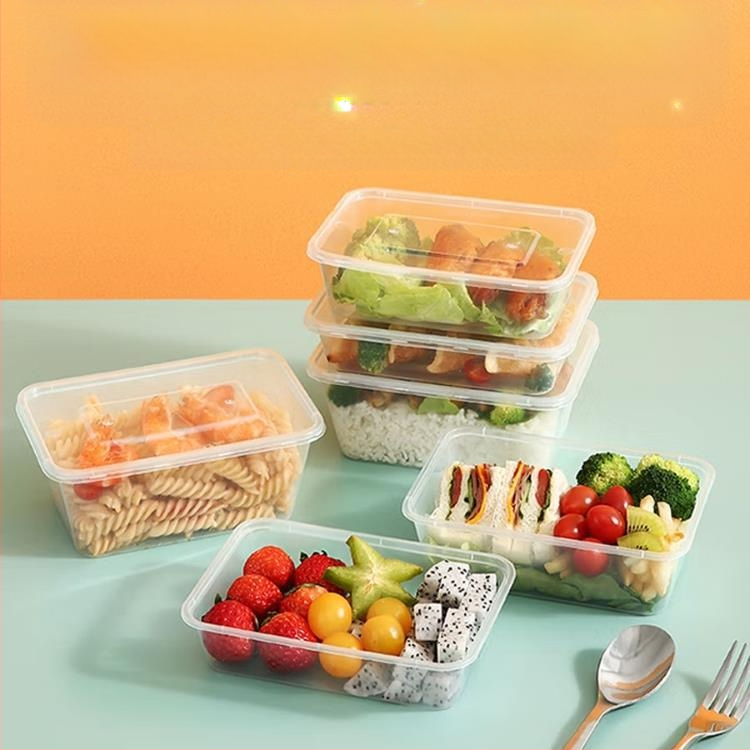 Vienkartinė pietų dėžutė, sutirštinta pakuotė, stačiakampė apvali dubenėlė, plastikinė pietų dėžutė, greitas maistas su dangteliu, iškylos šildymas