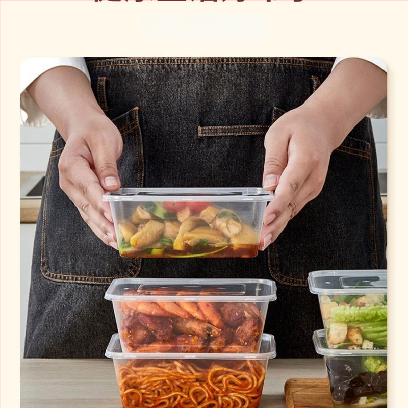 Vienkartinė pietų dėžutė, sutirštinta pakuotė, stačiakampė apvali dubenėlė, plastikinė pietų dėžutė, greitas maistas su dangteliu, iškylos šildymas
