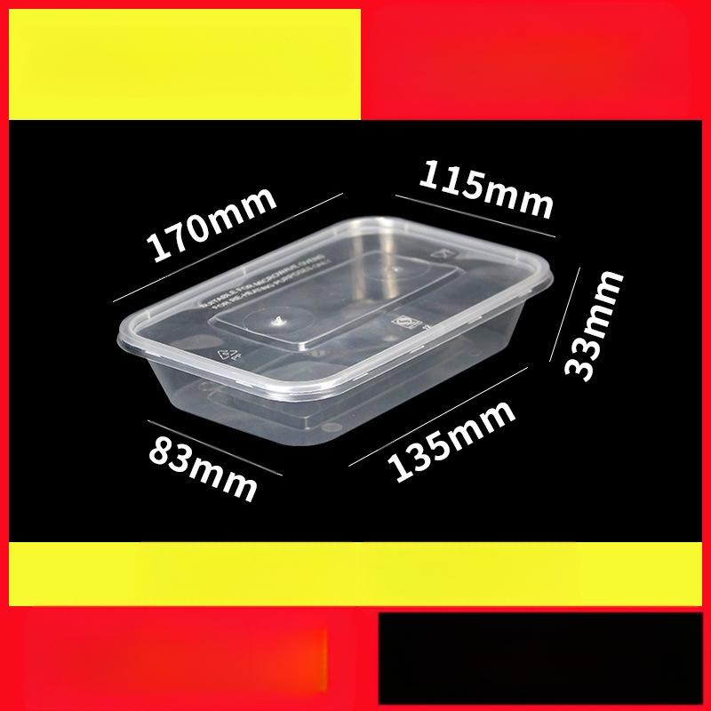 Vienkartinė pietų dėžutė, sutirštinta pakuotė, stačiakampė apvali dubenėlė, plastikinė pietų dėžutė, greitas maistas su dangteliu, iškylos šildymas