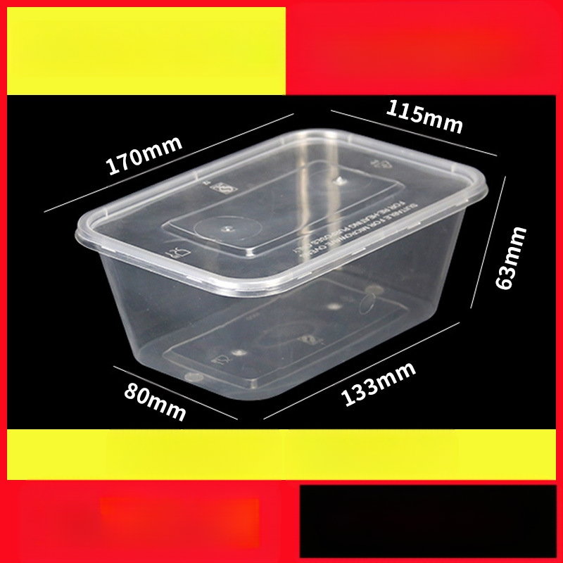 Vienkartinė pietų dėžutė, sutirštinta pakuotė, stačiakampė apvali dubenėlė, plastikinė pietų dėžutė, greitas maistas su dangteliu, iškylos šildymas
