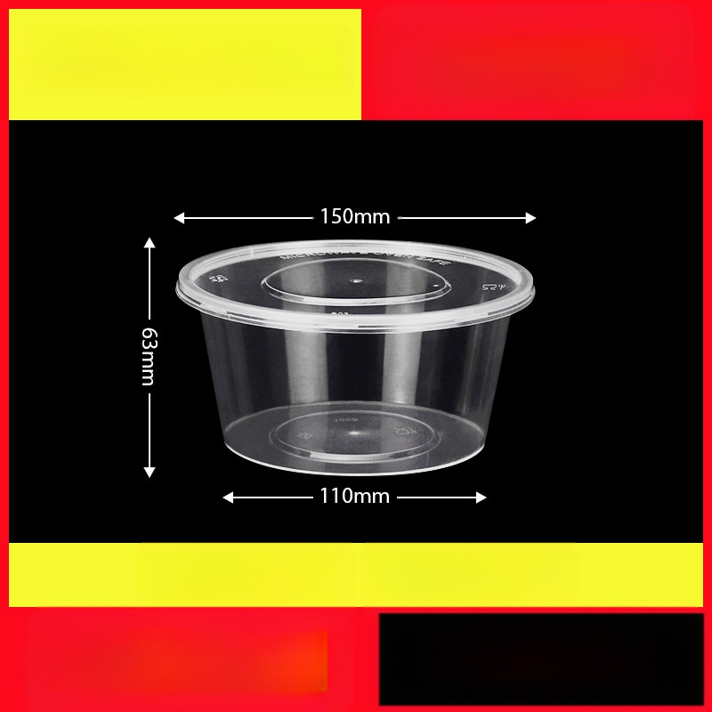 Vienkartinė pietų dėžutė, sutirštinta pakuotė, stačiakampė apvali dubenėlė, plastikinė pietų dėžutė, greitas maistas su dangteliu, iškylos šildymas