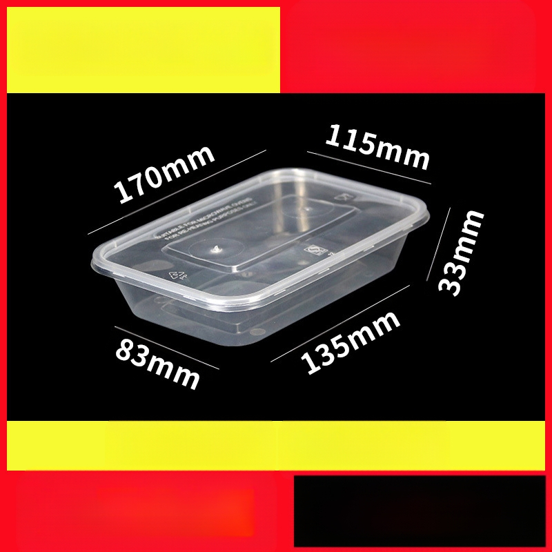 Vienkartinė pietų dėžutė, sutirštinta pakuotė, stačiakampė apvali dubenėlė, plastikinė pietų dėžutė, greitas maistas su dangteliu, iškylos šildymas