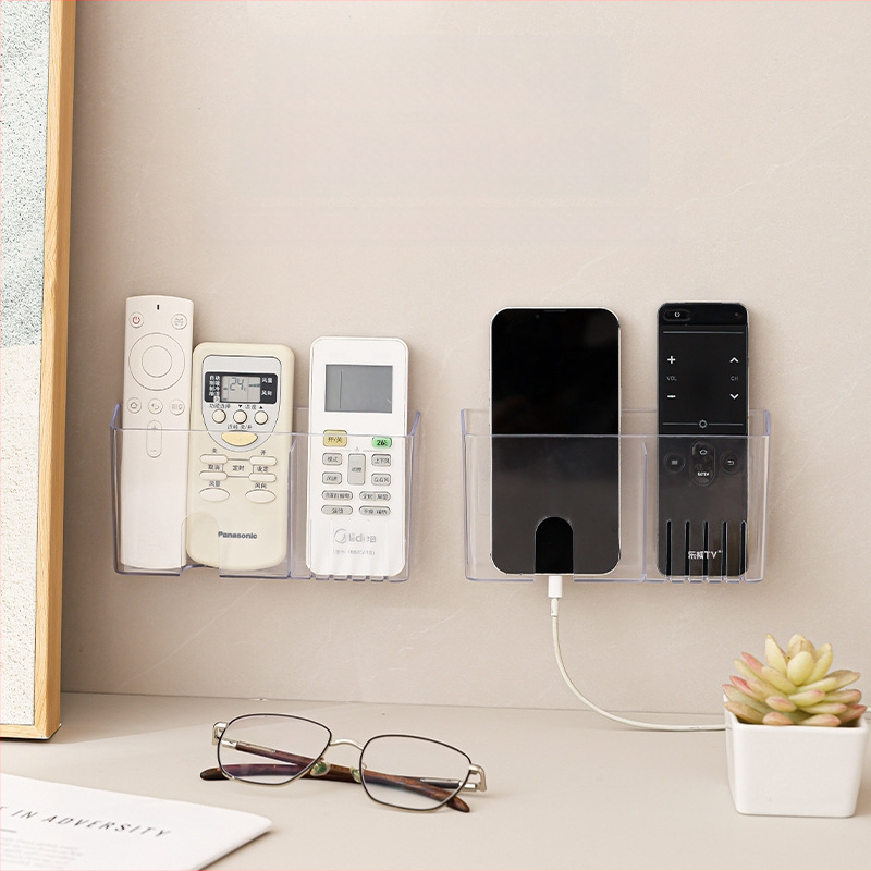 Kutija za pohranu s daljinskim upravljačem u japanskom stilu za dnevni boravak, kreativna jednostavna zidna polica bez bušilica, stalak za punjenje mobitela