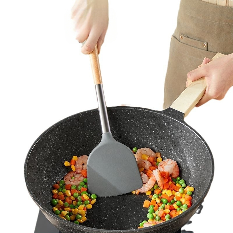 Maistinio silikono mentelė nepridegančiai keptuvei, speciali kepimo mentelė, buitinių virtuvės reikmenų rinkinys, atsparus aukštai temperatūrai, nesužeidžiama keptuvė