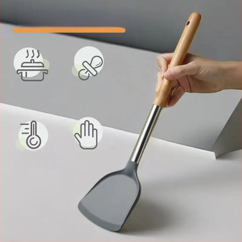 Maistinio silikono mentelė nepridegančiai keptuvei, speciali kepimo mentelė, buitinių virtuvės reikmenų rinkinys, atsparus aukštai temperatūrai, nesužeidžiama keptuvė