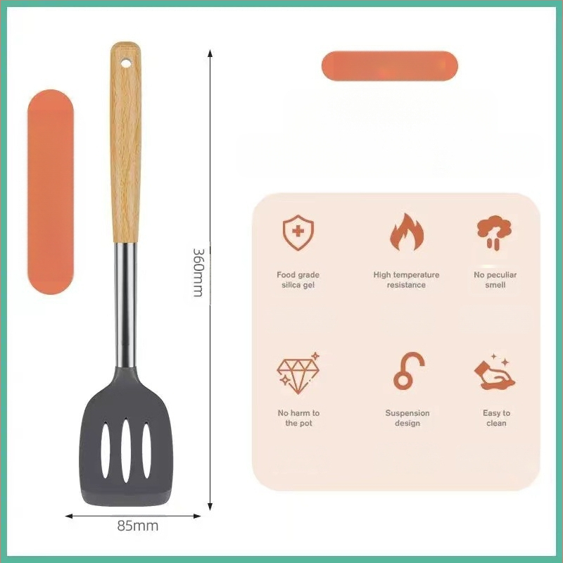 Maistinio silikono mentelė nepridegančiai keptuvei, speciali kepimo mentelė, buitinių virtuvės reikmenų rinkinys, atsparus aukštai temperatūrai, nesužeidžiama keptuvė