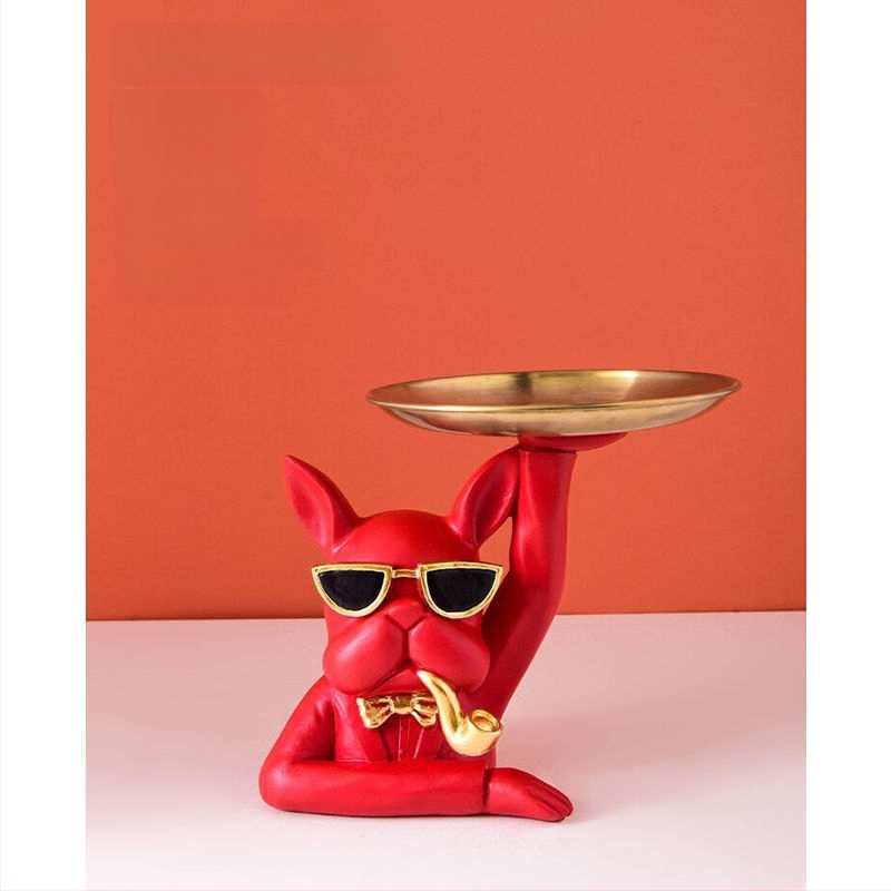 Šiaurės šalių stiliaus šunų kovų dvigubo padėklo dekoravimas namų svetainei, įėjimui, raktų laikymo dervos dirbiniai