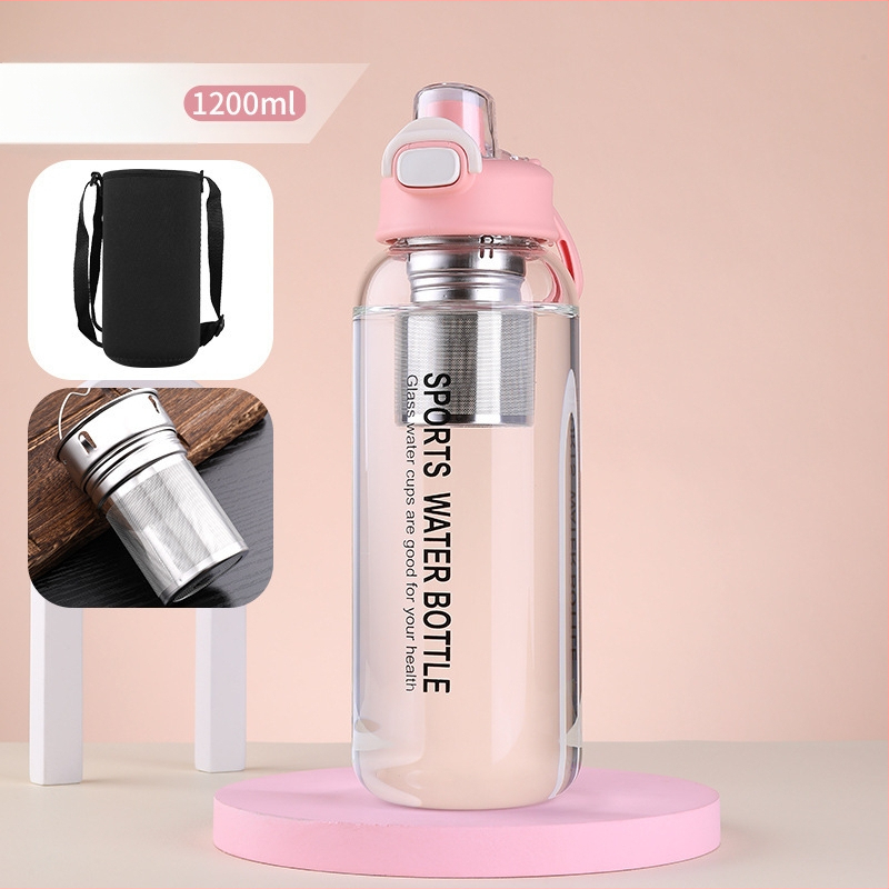 Vizespohár diákoknak Nagy színértékű, nagy kapacitású üveg férfiaknak és nőknek Nyári, nagy színértékű vizespohár hordozható, magas hőmérsékletnek ellenálló teáspohár