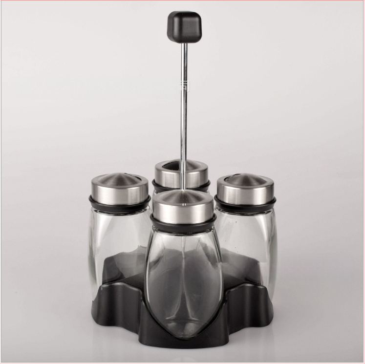 Virtuvės reikmenys Stiklinis prieskonių butelis Besisukantis rinkinys Nerūdijančio plieno prieskonių indelis Prieskonių indelis Prieskonių butelių stovas Prieskonių dėžutė