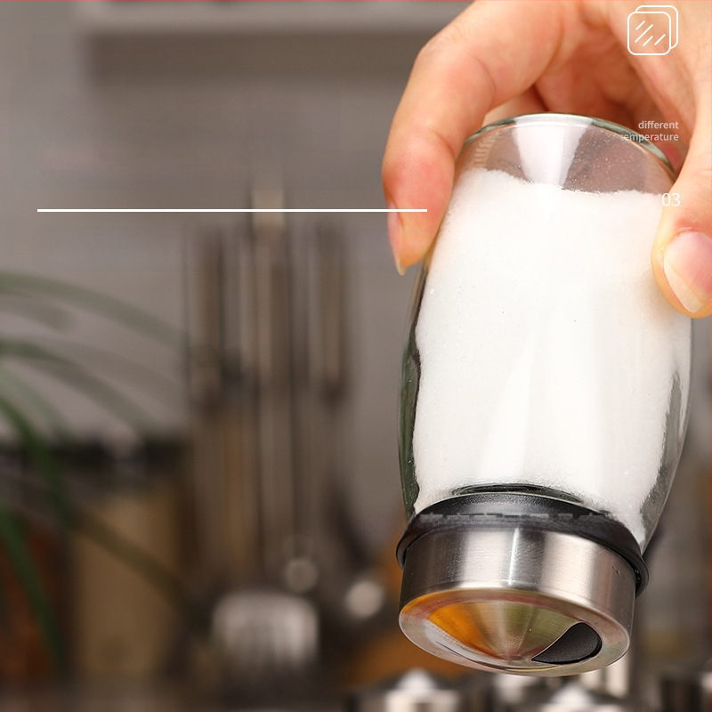 Virtuvės reikmenys Stiklinis prieskonių butelis Besisukantis rinkinys Nerūdijančio plieno prieskonių indelis Prieskonių indelis Prieskonių butelių stovas Prieskonių dėžutė