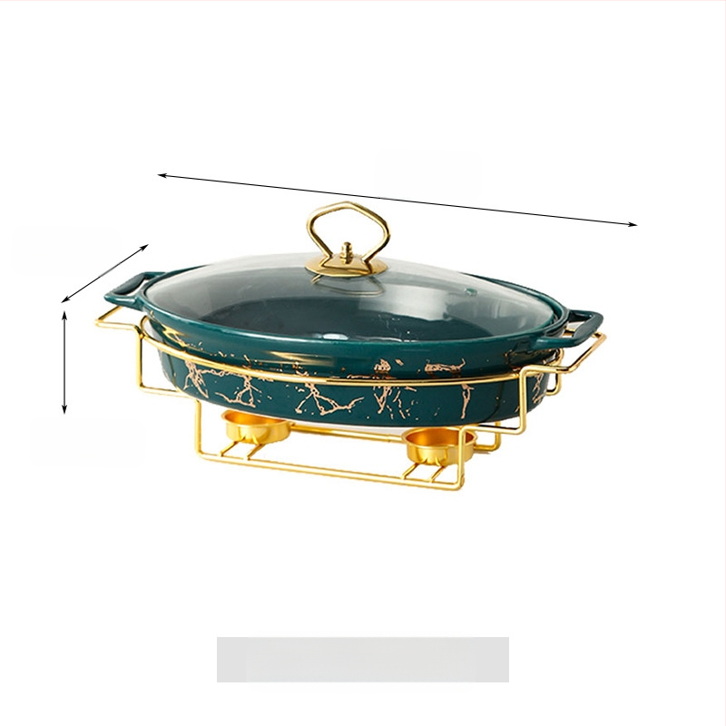 Nordic Style Oval kerámia leveses fazék háztartási hotelasztalok edények rakott állvány gyertyafűtés haltál binaurális száraz edény nagykereskedelem