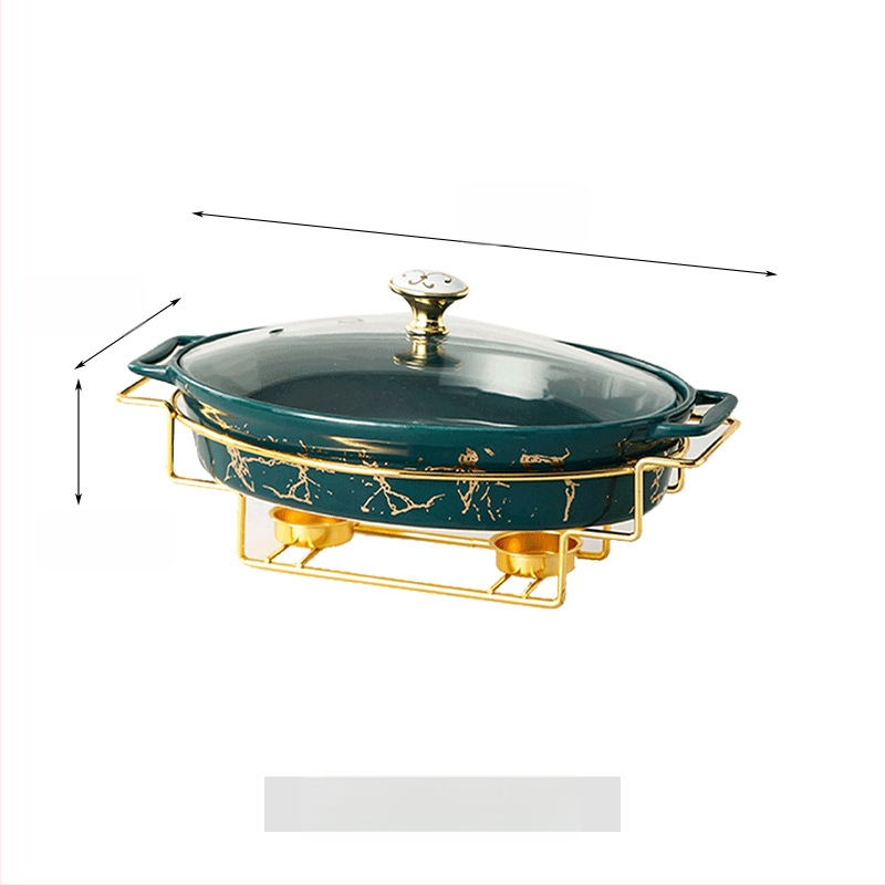 Nordic Style Oval kerámia leveses fazék háztartási hotelasztalok edények rakott állvány gyertyafűtés haltál binaurális száraz edény nagykereskedelem