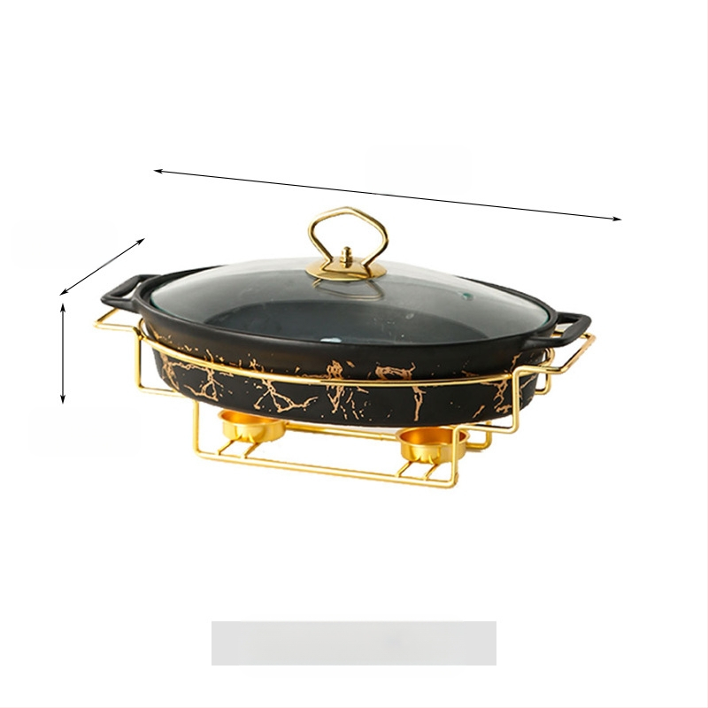 Nordic Style Oval kerámia leveses fazék háztartási hotelasztalok edények rakott állvány gyertyafűtés haltál binaurális száraz edény nagykereskedelem