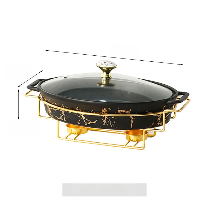 Nordic Style Oval kerámia leveses fazék háztartási hotelasztalok edények rakott állvány gyertyafűtés haltál binaurális száraz edény nagykereskedelem