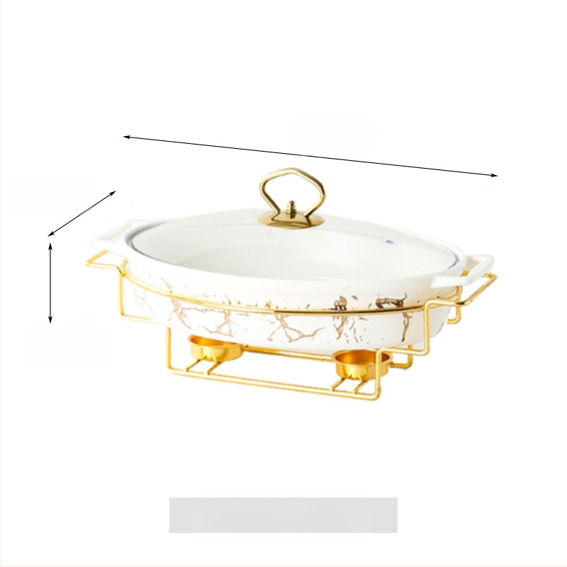 Nordic Style Oval kerámia leveses fazék háztartási hotelasztalok edények rakott állvány gyertyafűtés haltál binaurális száraz edény nagykereskedelem