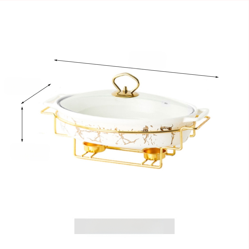 Nordic Style Oval kerámia leveses fazék háztartási hotelasztalok edények rakott állvány gyertyafűtés haltál binaurális száraz edény nagykereskedelem