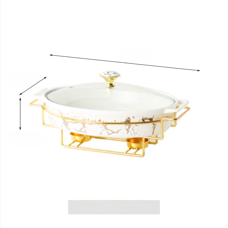 Nordic Style Oval kerámia leveses fazék háztartási hotelasztalok edények rakott állvány gyertyafűtés haltál binaurális száraz edény nagykereskedelem