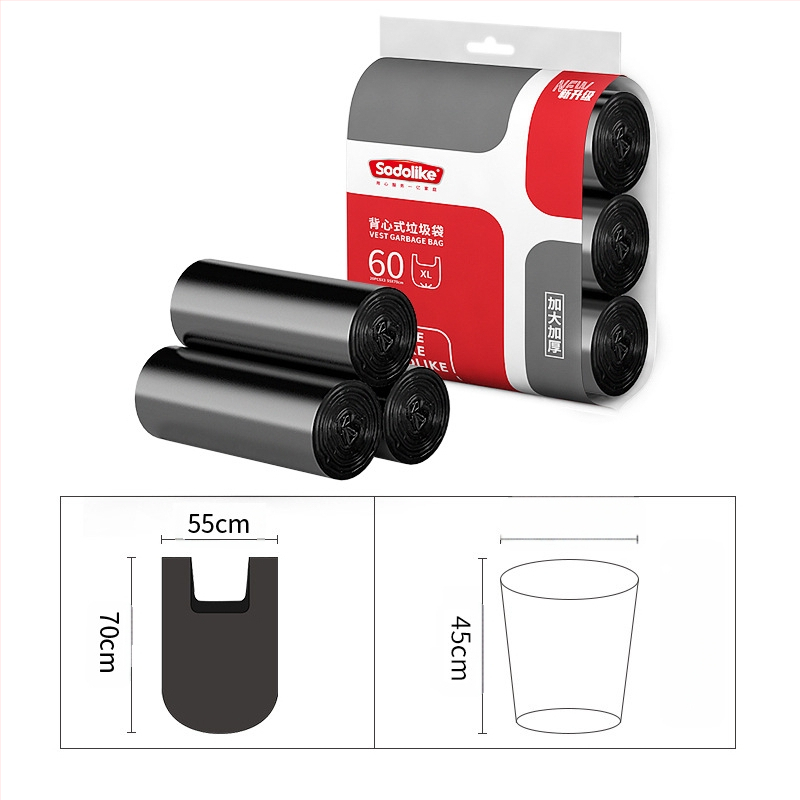 „Sodolike Vest“ šiukšlių maišai, 60 vnt., 55*70, buitiniai, sustorinti ir sunkiai plyštantys, juodi dideli plastikiniai maišeliai