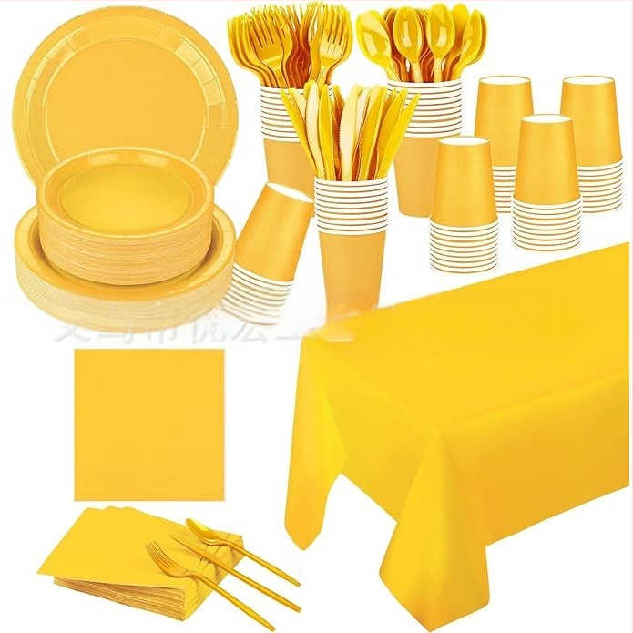 Niceparty удебелена монохромна хартиена чиния, костюм за еднократна употреба, чиния за вечеря, парти костюм, хартиена чиния за украса на рожден ден