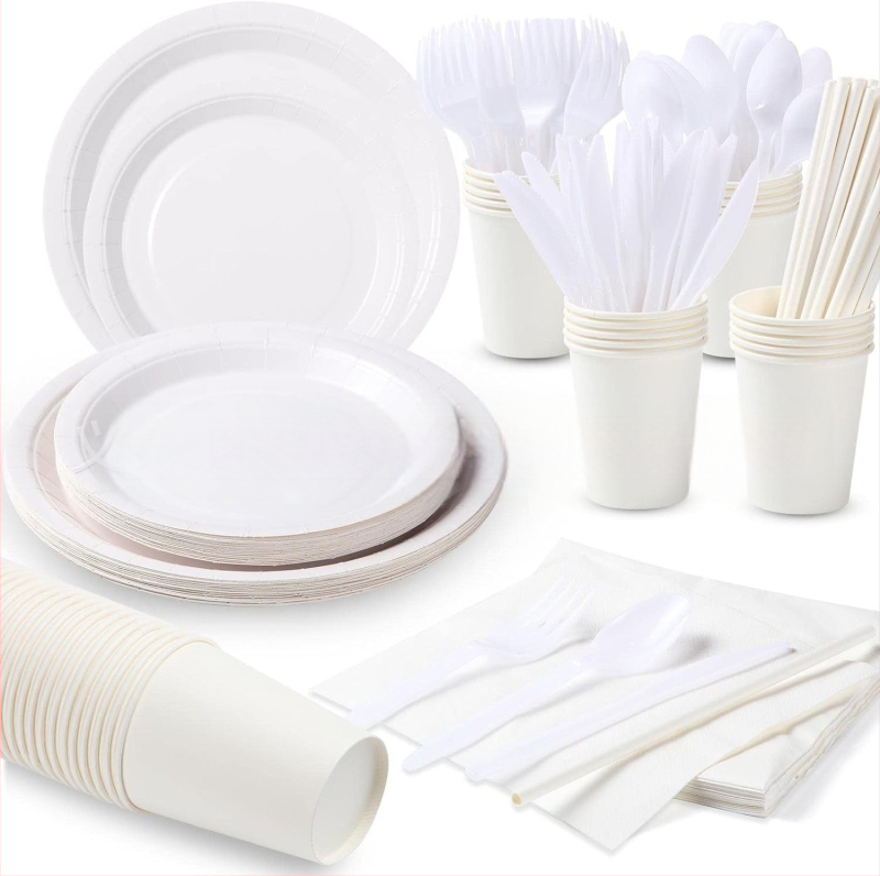 Niceparty удебелена монохромна хартиена чиния, костюм за еднократна употреба, чиния за вечеря, парти костюм, хартиена чиния за украса на рожден ден