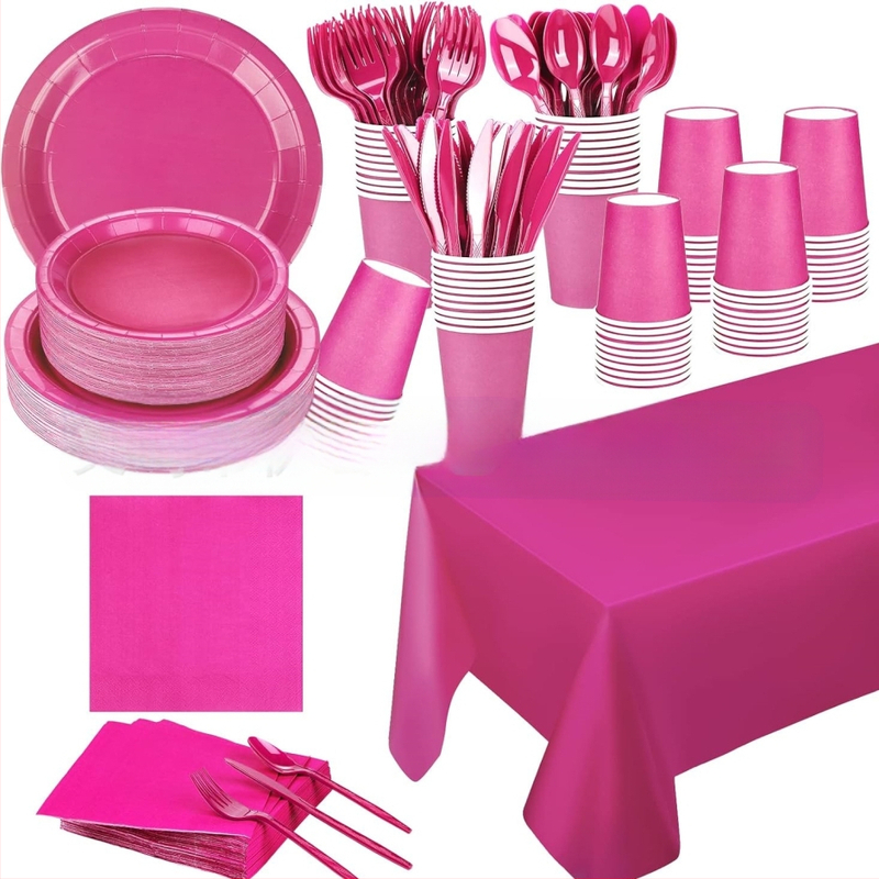 Niceparty удебелена монохромна хартиена чиния, костюм за еднократна употреба, чиния за вечеря, парти костюм, хартиена чиния за украса на рожден ден