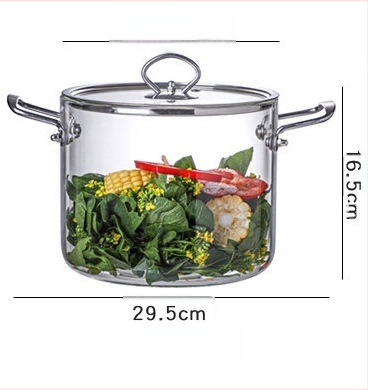 Háztartási öblítőedény, zabkásafőző, nyílt lángú levesesfazék, magas boroszilikát üvegből készült fazék, nagy kapacitású tésztafőző üvegfazék