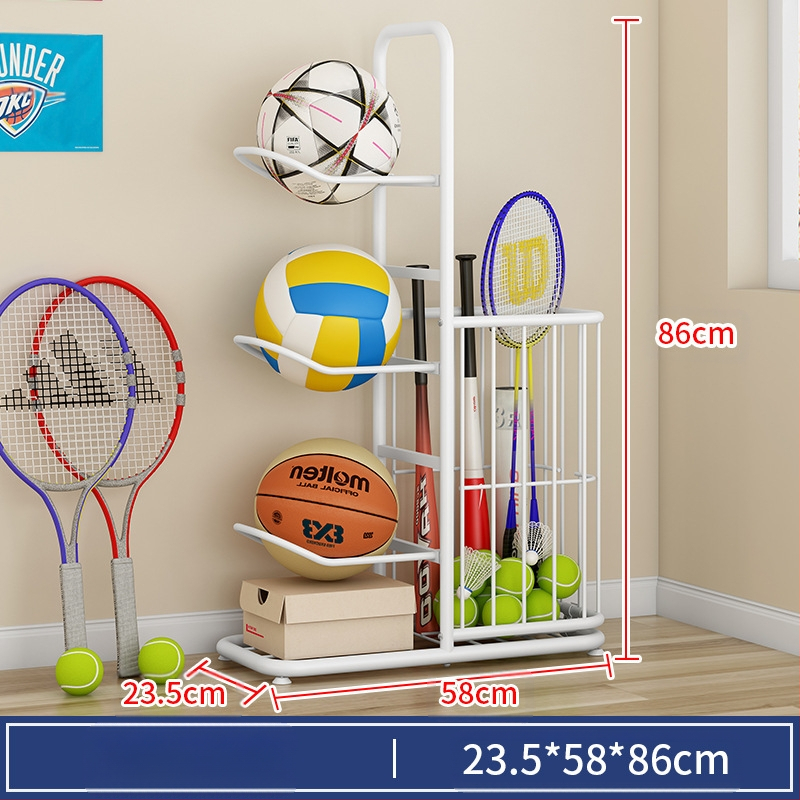 Vaikų krepšinio laikymo lentyna, buitinė daugiasluoksnė kamuoliukų laikymo lentyna, stalo teniso, badmintono rakečių žaislų grindų laikymo krepšelis