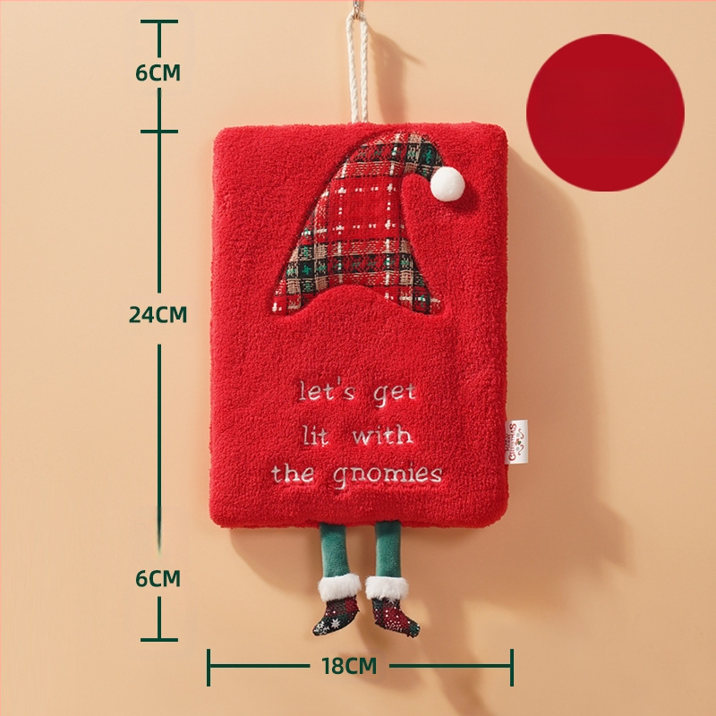 Kalėdinis rankšluostis, kurį galima pakabinti, storas koralų vilnos rankšluostis, sugeriantis virtuvinį rankšluostį, greitai džiūstantį audinį, animacinį filmuką, naujas