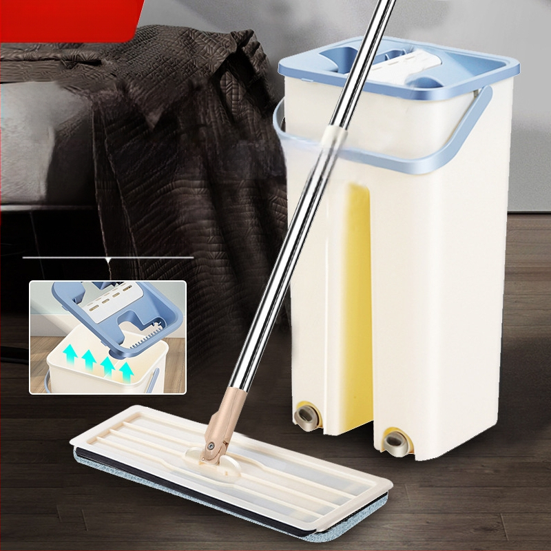 Spetsiaalne väikese suurusega majapidamises kasutatav hulgimüügi lameda laiskmopi ämber, kätepesu pole, kuiv ja märg eraldusmopp imav mopp