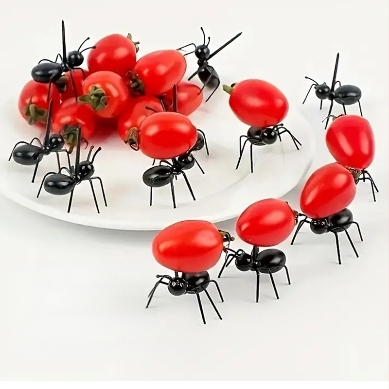 Tarpvalstybinis, karštai parduodamas vaikiškas animacinis skruzdėlių formos vaisių šakutės kostiumas „Bento“ ženklas, vaisinių gyvūnų užkandžių dekoravimo ženklas, vaisių įdėklas