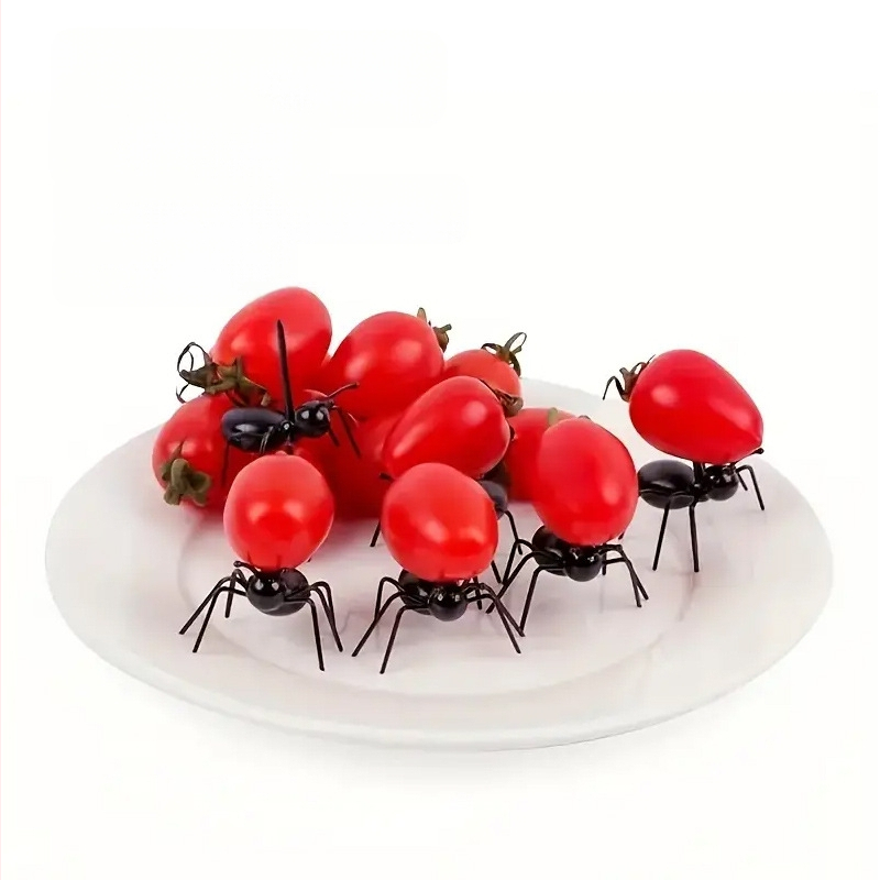 Tarpvalstybinis, karštai parduodamas vaikiškas animacinis skruzdėlių formos vaisių šakutės kostiumas „Bento“ ženklas, vaisinių gyvūnų užkandžių dekoravimo ženklas, vaisių įdėklas