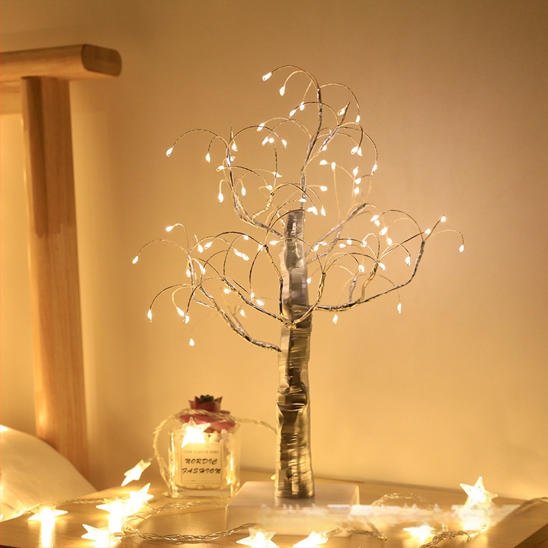 Tiesioginis gamyklinis tarpvalstybinio „Amazon“ LED kūrybinio vario vielos beržo medžio gipsofilos tinklo raudonos namų dekoracijos naktinės lemputės tiekimas