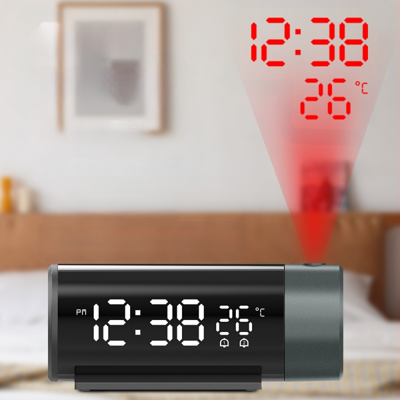 Ceas de proiecție transfrontalieră, ceas deșteptător, vânzare fierbinte, ceas electronic cu încărcare USB, ceas deșteptător dublu, proiecție de timp și temperatură