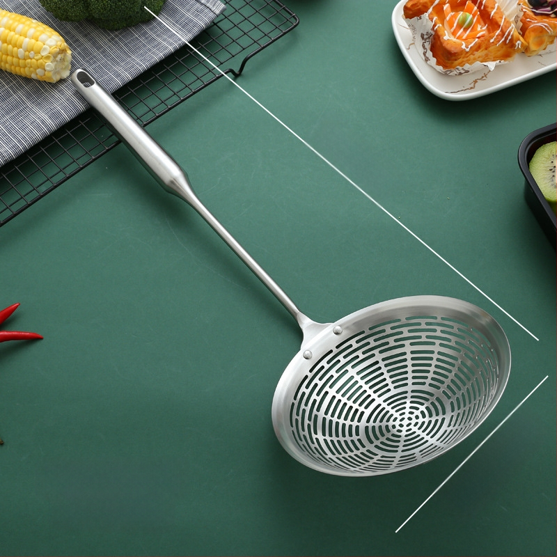 Nerūdijančio plieno kiaurasamtis, raudonmedžio ilga rankena, karšto puodo šaukštas, keptas kiaurasamtis, didelis kiaurasamtis, pipirų nusausinimas, didelis kiaurasamtis