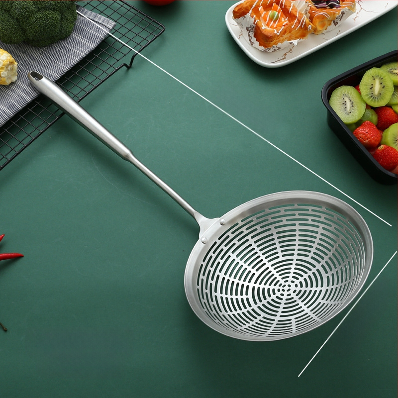 Nerūdijančio plieno kiaurasamtis, raudonmedžio ilga rankena, karšto puodo šaukštas, keptas kiaurasamtis, didelis kiaurasamtis, pipirų nusausinimas, didelis kiaurasamtis