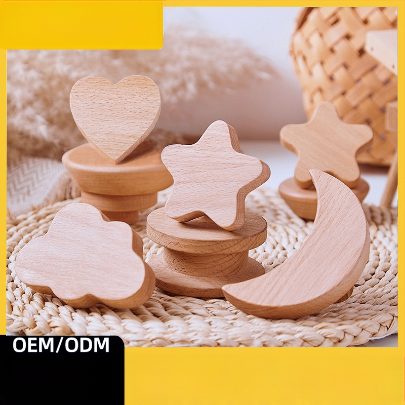 [Rankenos kablio gaminiai, seni klientai] Tvirtos medienos animacinių filmukų rankena, žvaigždė, mėnulis, debesys, dinozaurai, gyvūnai, be perforatoriaus