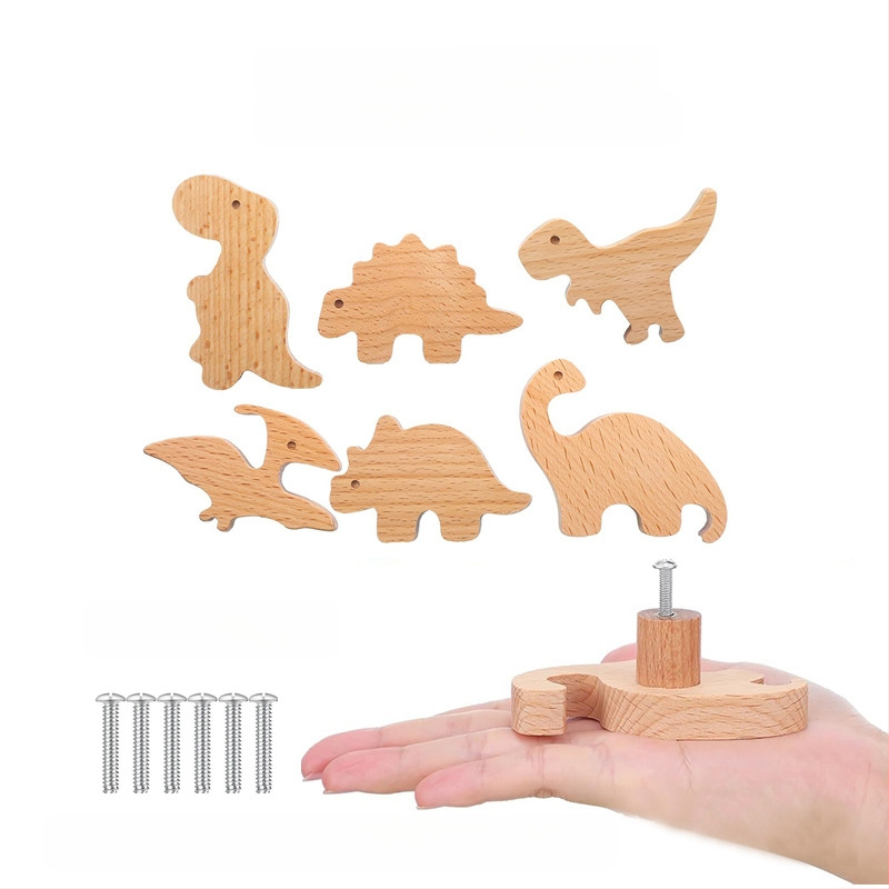 [Rankenos kablio gaminiai, seni klientai] Tvirtos medienos animacinių filmukų rankena, žvaigždė, mėnulis, debesys, dinozaurai, gyvūnai, be perforatoriaus