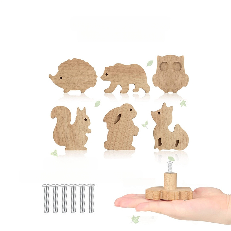 [Rankenos kablio gaminiai, seni klientai] Tvirtos medienos animacinių filmukų rankena, žvaigždė, mėnulis, debesys, dinozaurai, gyvūnai, be perforatoriaus