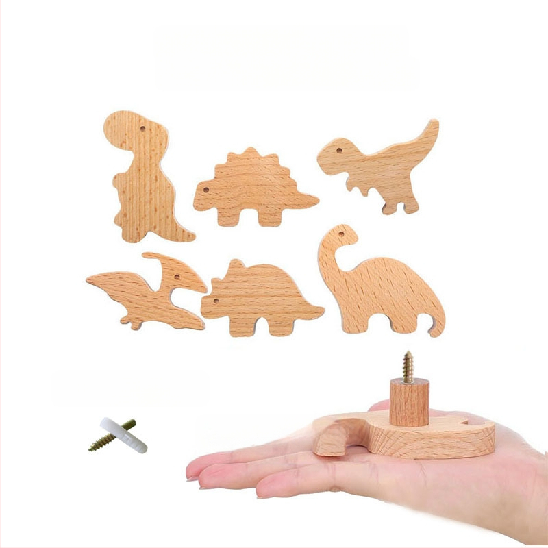 [Rankenos kablio gaminiai, seni klientai] Tvirtos medienos animacinių filmukų rankena, žvaigždė, mėnulis, debesys, dinozaurai, gyvūnai, be perforatoriaus