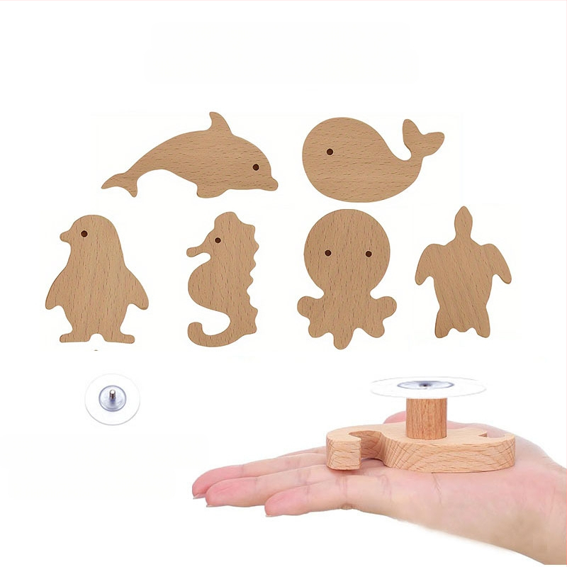 [Rankenos kablio gaminiai, seni klientai] Tvirtos medienos animacinių filmukų rankena, žvaigždė, mėnulis, debesys, dinozaurai, gyvūnai, be perforatoriaus