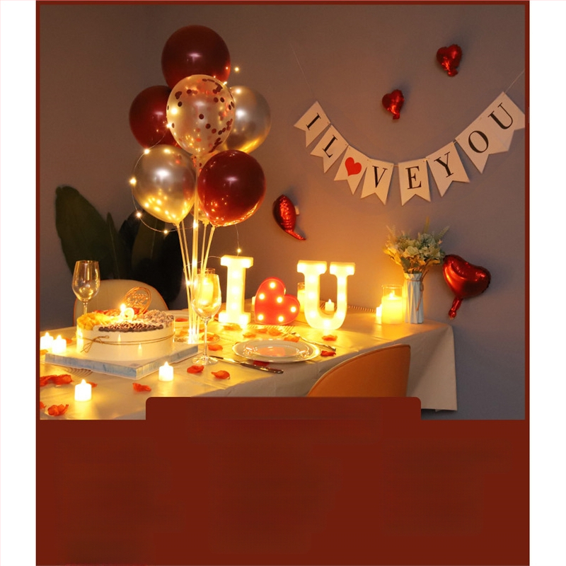 Gimtadienio Qixi atminimo dienos scenos dekoravimas Staigmenos pasiūlymas Meilužio dienos vakarienė žvakių šviesoje Romantiško stalo dekoravimas Plaukiojanti kolona