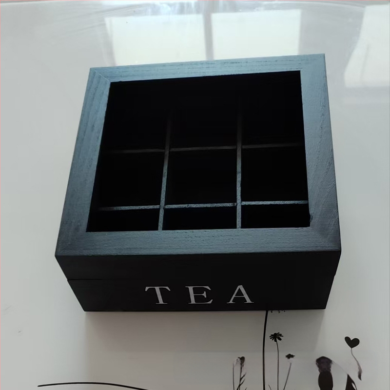 Дървена кутия за съхранение, прозрачна решетъчна дървена кутия, масивна дървесина, решетъчна чанта Jiugong, подаръчна кутия, акрилна решетъчна опаковъчна кутия