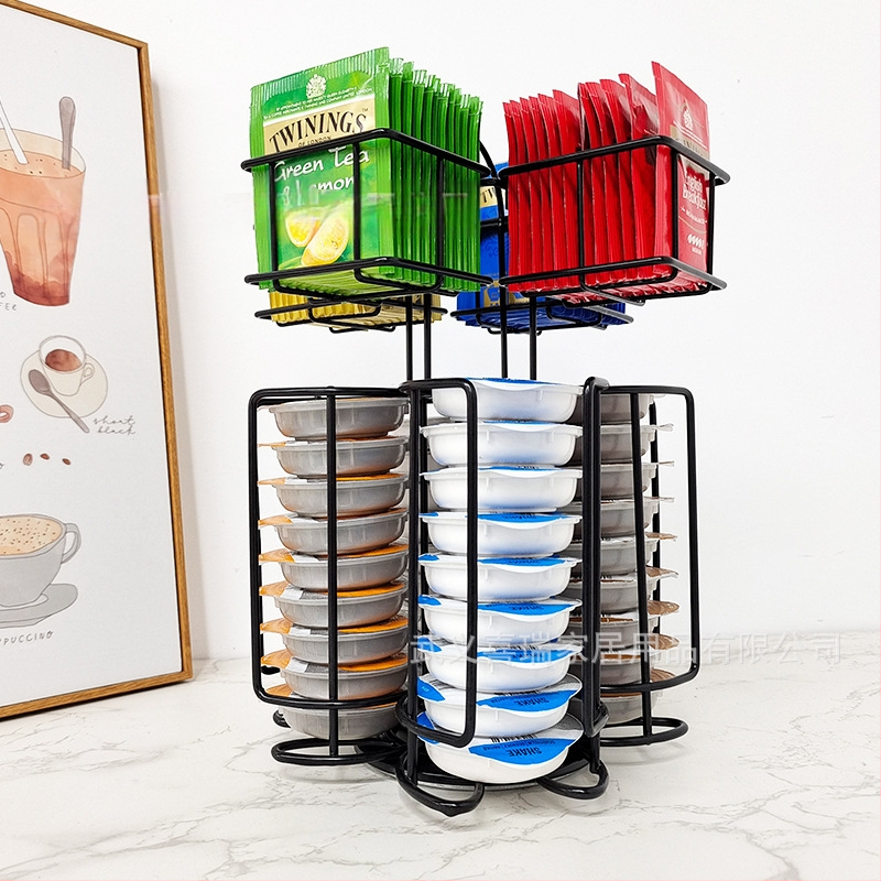 Paprastas buitinis dvigubo sluoksnio arbatos maišelių demonstravimo stovas „Tassimo“ kavos kapsulių laikymo stovas, pasukamas dvigubo sluoksnio laikymo stovas