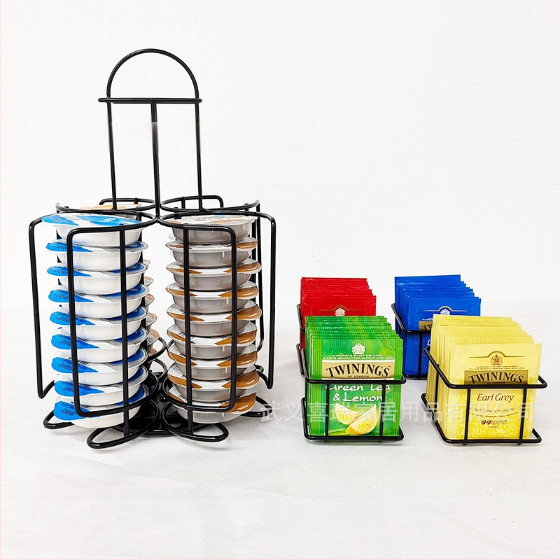 Paprastas buitinis dvigubo sluoksnio arbatos maišelių demonstravimo stovas „Tassimo“ kavos kapsulių laikymo stovas, pasukamas dvigubo sluoksnio laikymo stovas