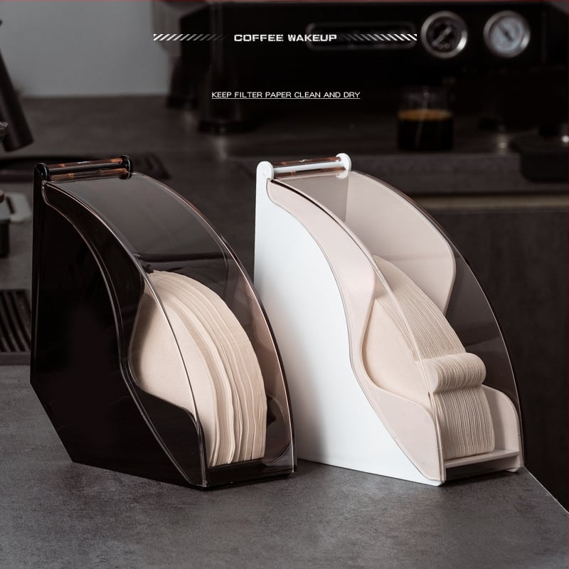 Tasuta saatmine Akrüülist tolmukindel käsitsi pestud kohvifiltripaberi karbi hoiukarp Rippuv kõrvafiltripaberi hoidik v60 Lehvikukujuline universaalne